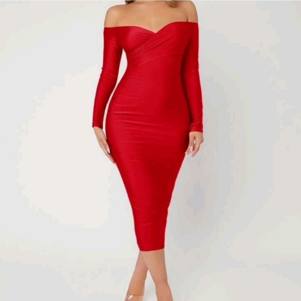 Red Criss Cross Bodycon Dress